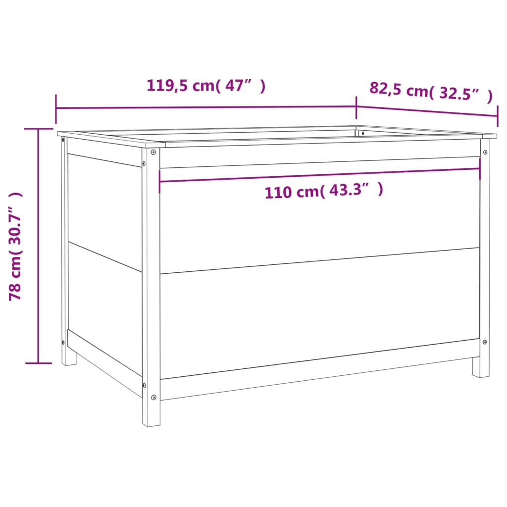 Høybed for hage honningbrun 119,5x82,5x78 cm heltre furu