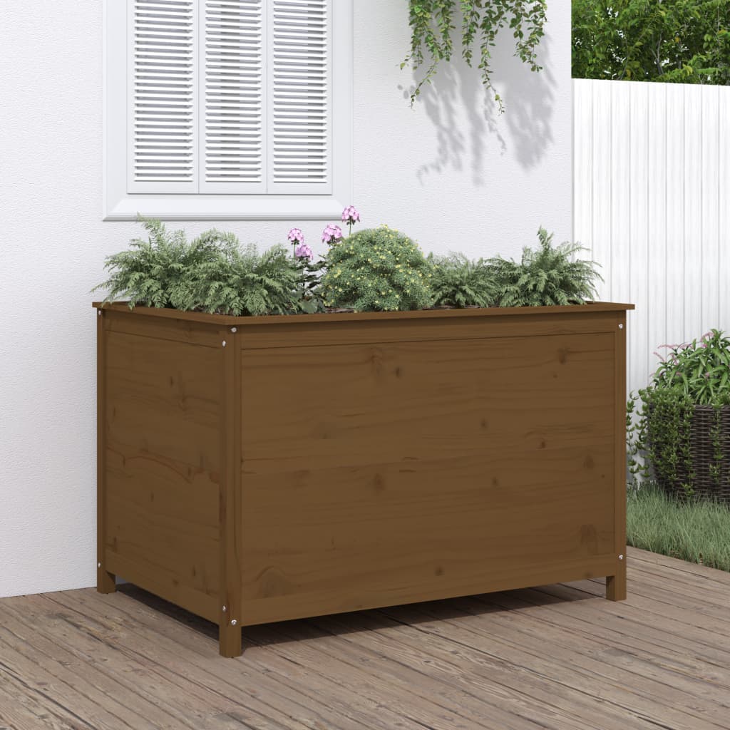 Høybed for hage honningbrun 119,5x82,5x78 cm heltre furu
