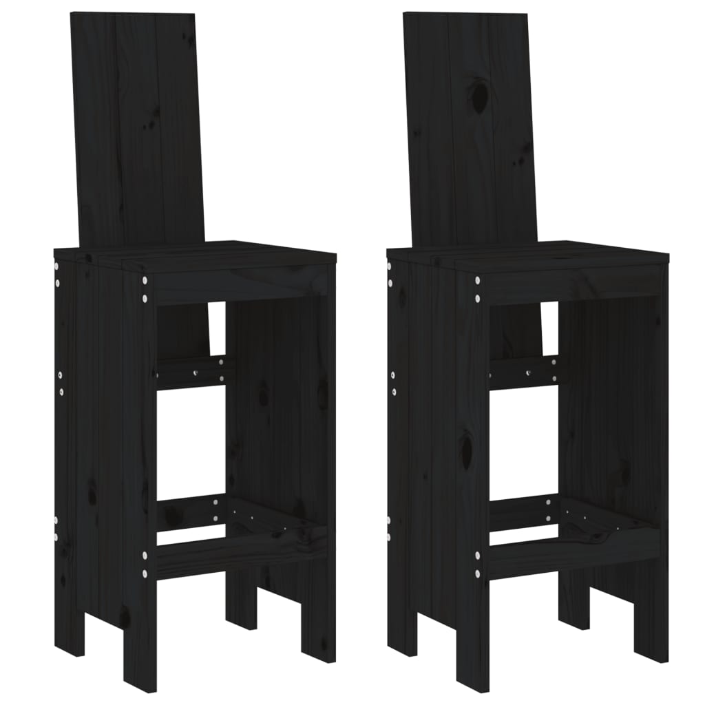 Barkrakker 2 stk svart 40x42x120 cm heltre furu
