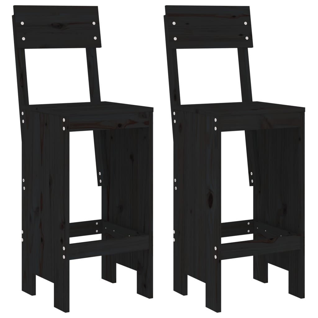 Barkrakker 2 stk svart 40x48,5x115,5 cm heltre furu