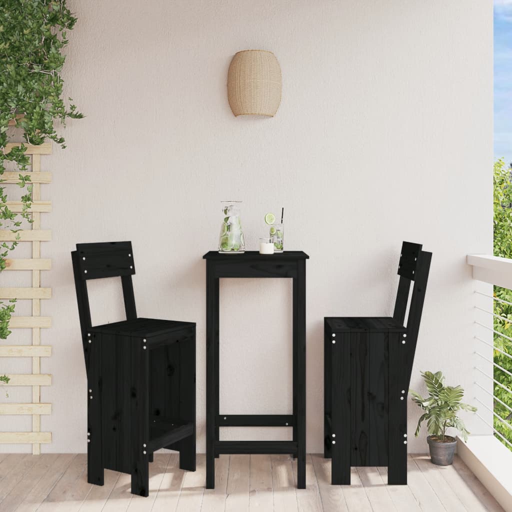 Barkrakker 2 stk svart 40x48,5x115,5 cm heltre furu