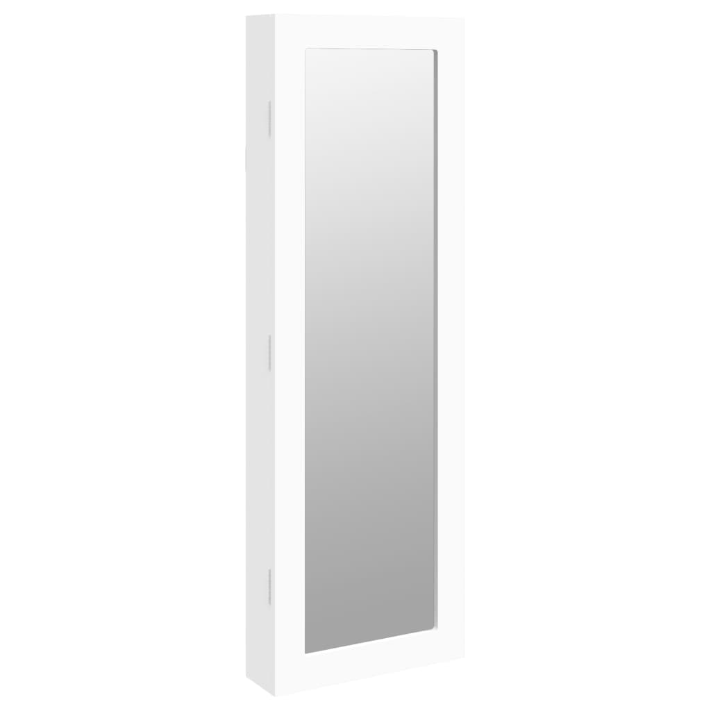 Vegghengt smykkeskap med speil hvit 30x8,5x90 cm