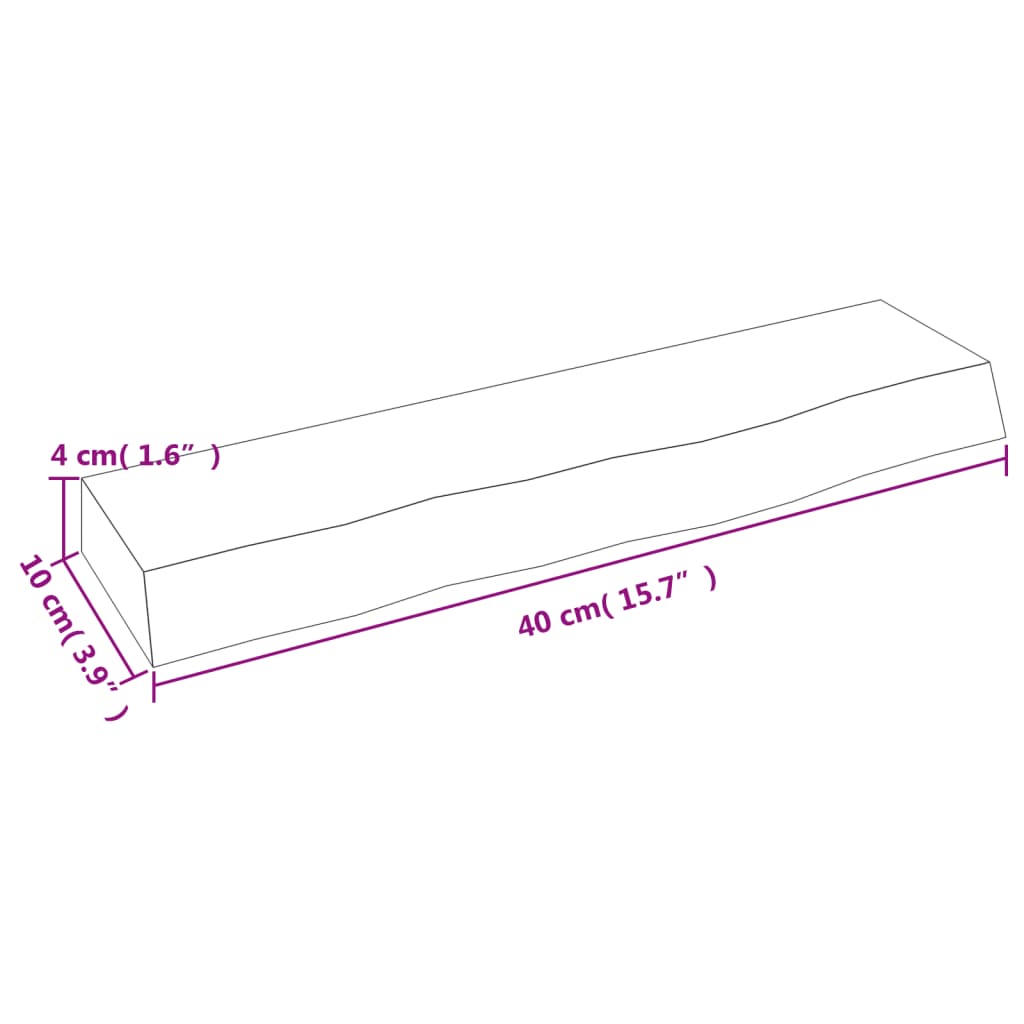 Vegghylle 40x10x4 cm ubehandlet heltre eik