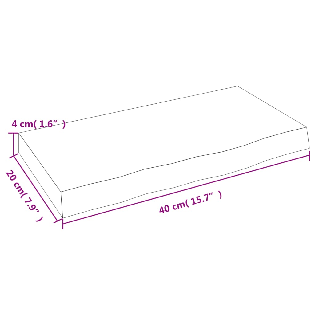 Vegghylle 40x20x4 cm ubehandlet heltre eik