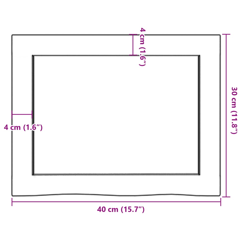 Vegghylle 40x30x(2-6)cm ubehandlet heltre eik