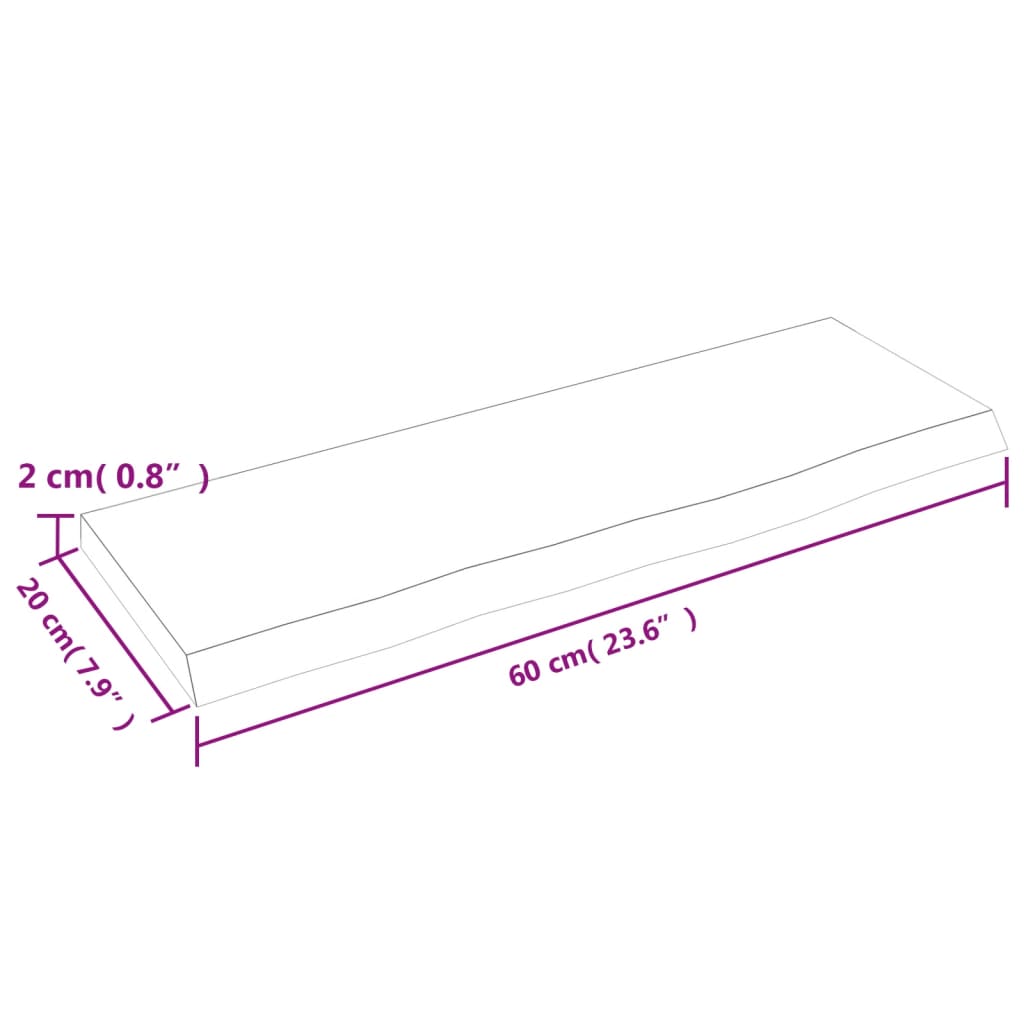 Vegghylle 60x20x2 cm ubehandlet heltre eik