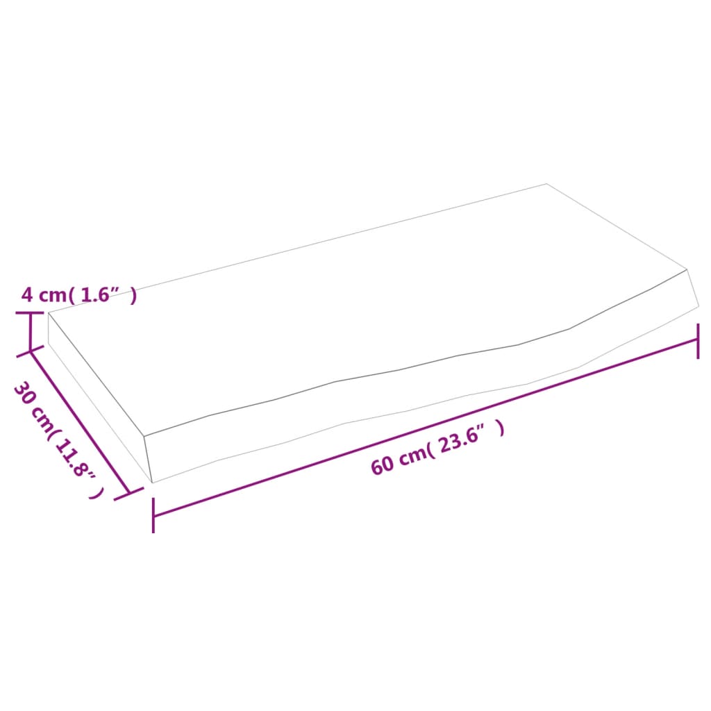 Vegghylle 60x30x(2-4) cm ubehandlet heltre eik