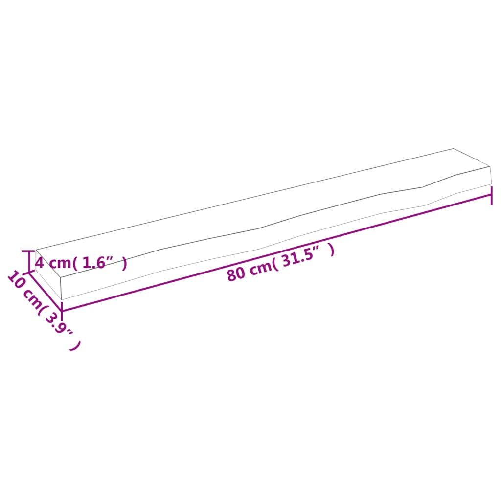 Vegghylle 80x10x4 cm ubehandlet heltre eik