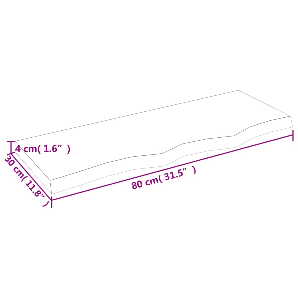 Vegghylle 80x30x(2-4) cm ubehandlet heltre eik