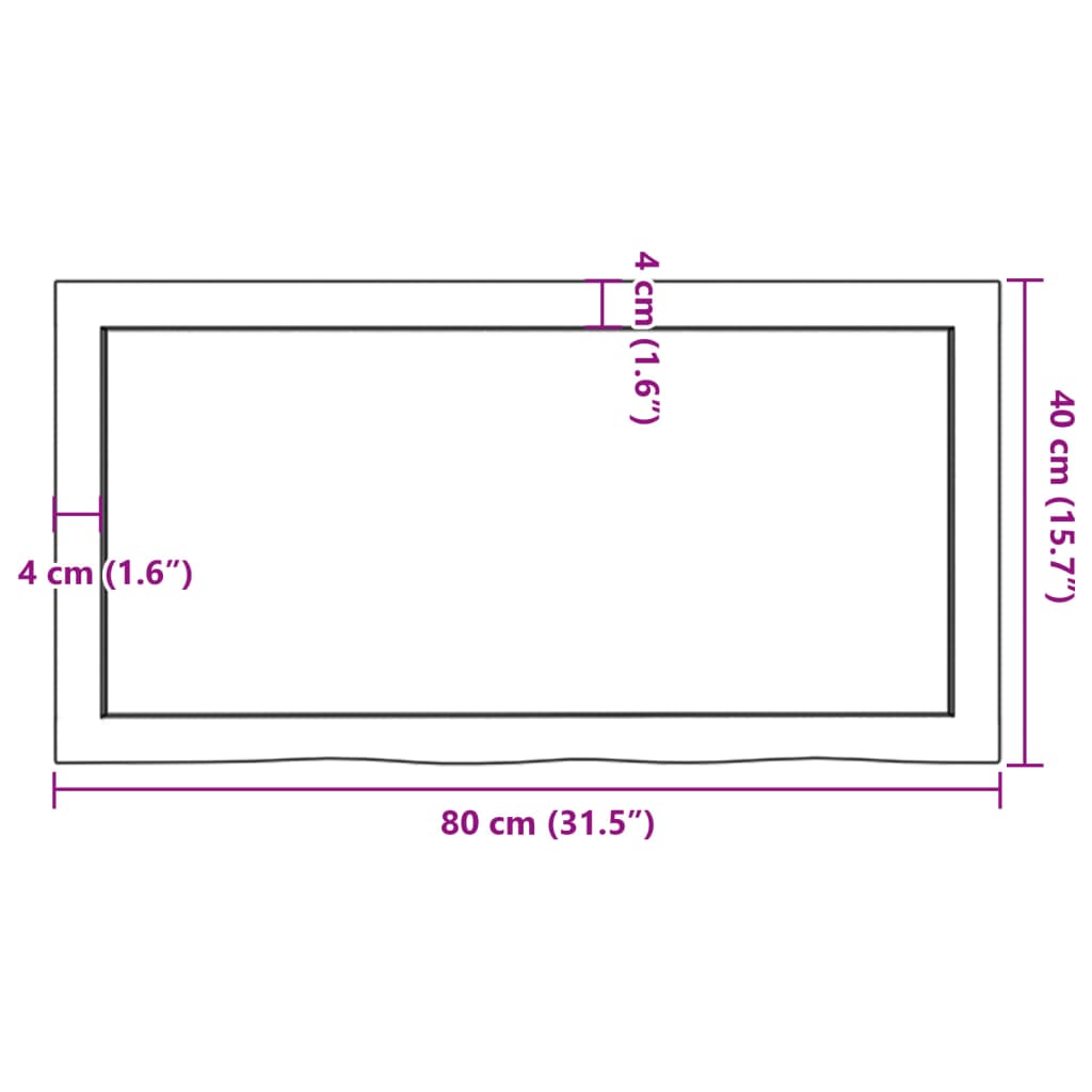 Vegghylle 80x40x(2-4) cm ubehandlet heltre eik