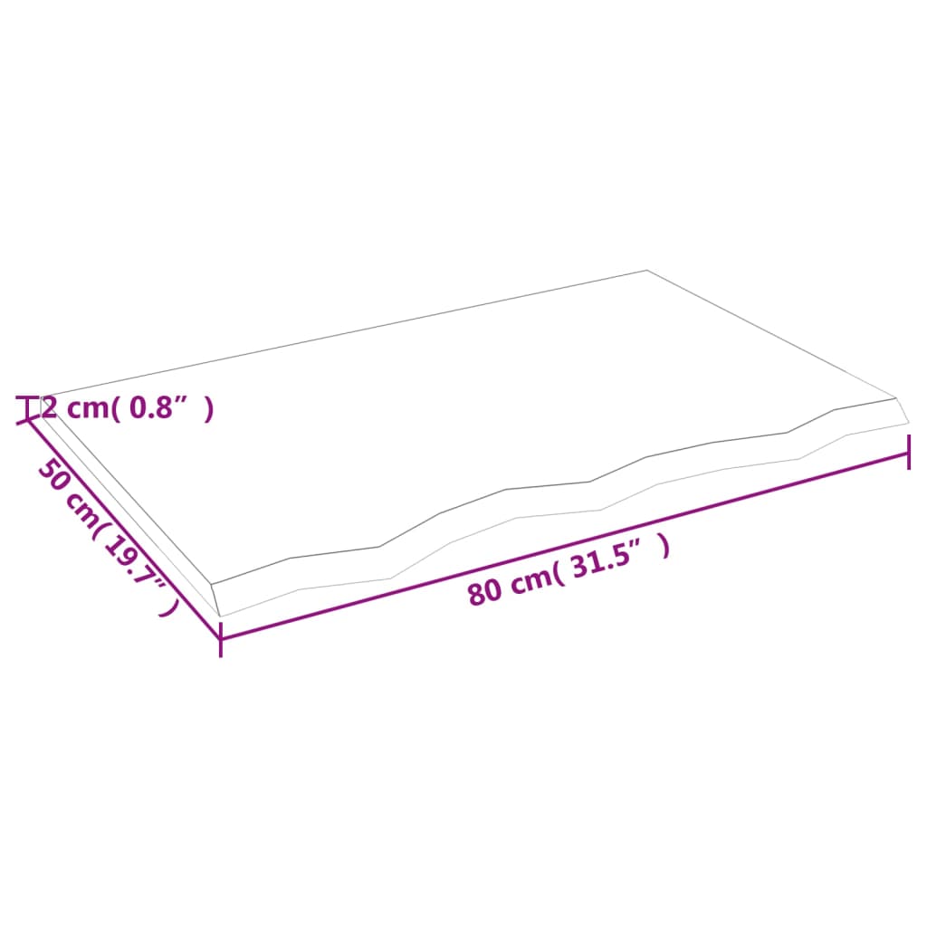 Vegghylle 80x50x2 cm ubehandlet heltre eik