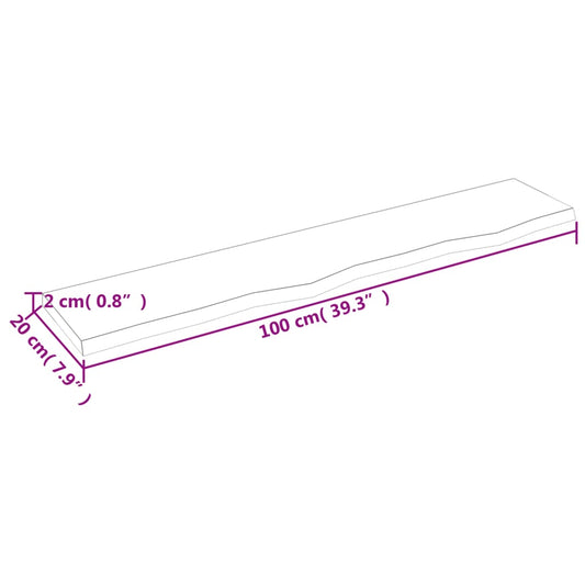 Vegghylle 100x20x2 cm ubehandlet heltre eik