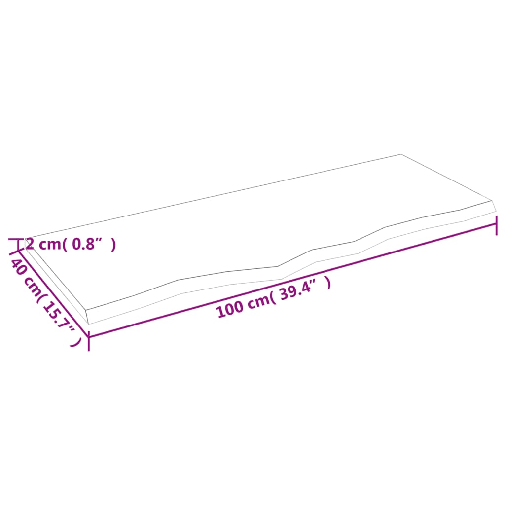 Vegghylle 100x40x2 cm ubehandlet heltre eik