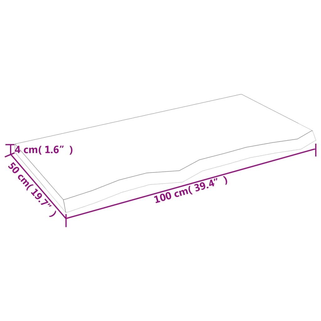 Vegghylle 100x50x(2-4) cm ubehandlet heltre eik