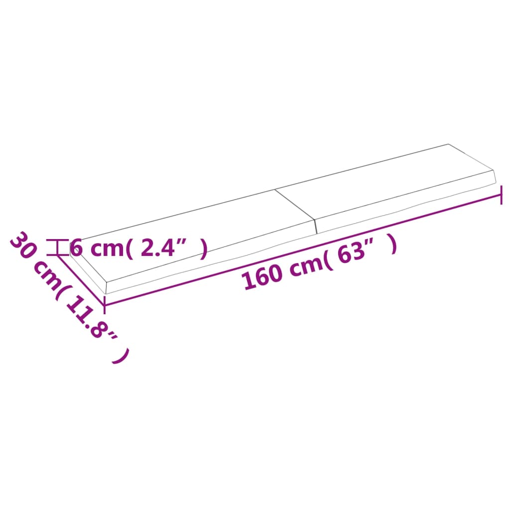 Vegghylle 160x30x(2-6) cm ubehandlet heltre eik