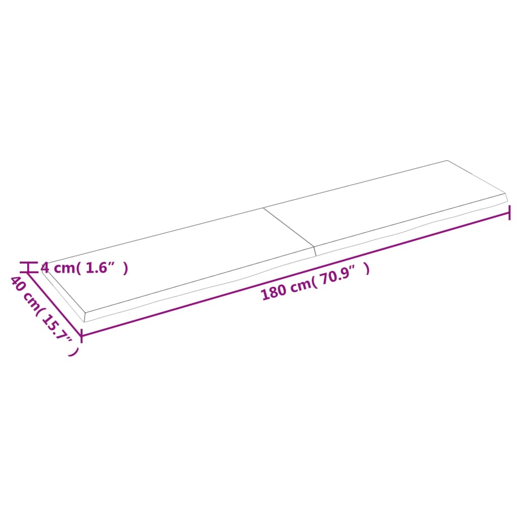 Vegghylle 180x40x(2-4) cm ubehandlet heltre eik