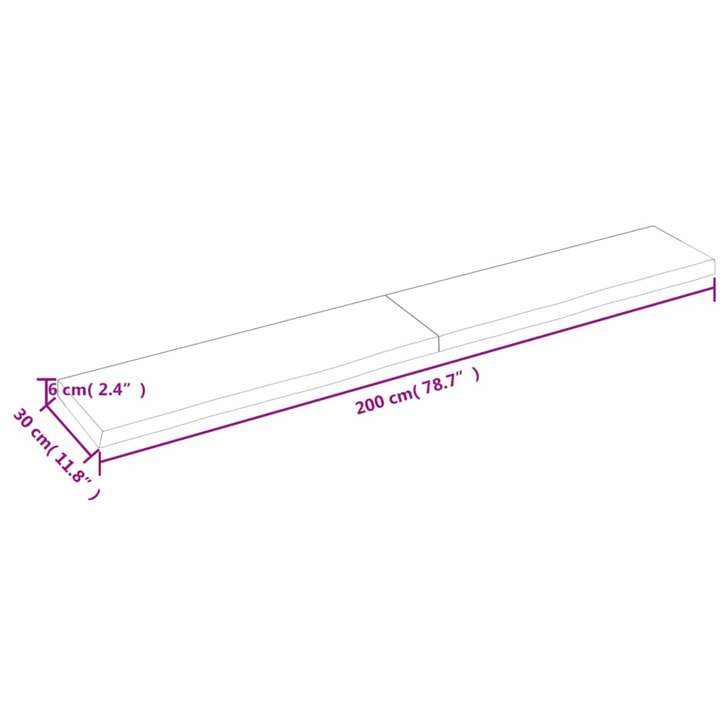 Vegghylle 200x30x(2-6) cm ubehandlet heltre eik