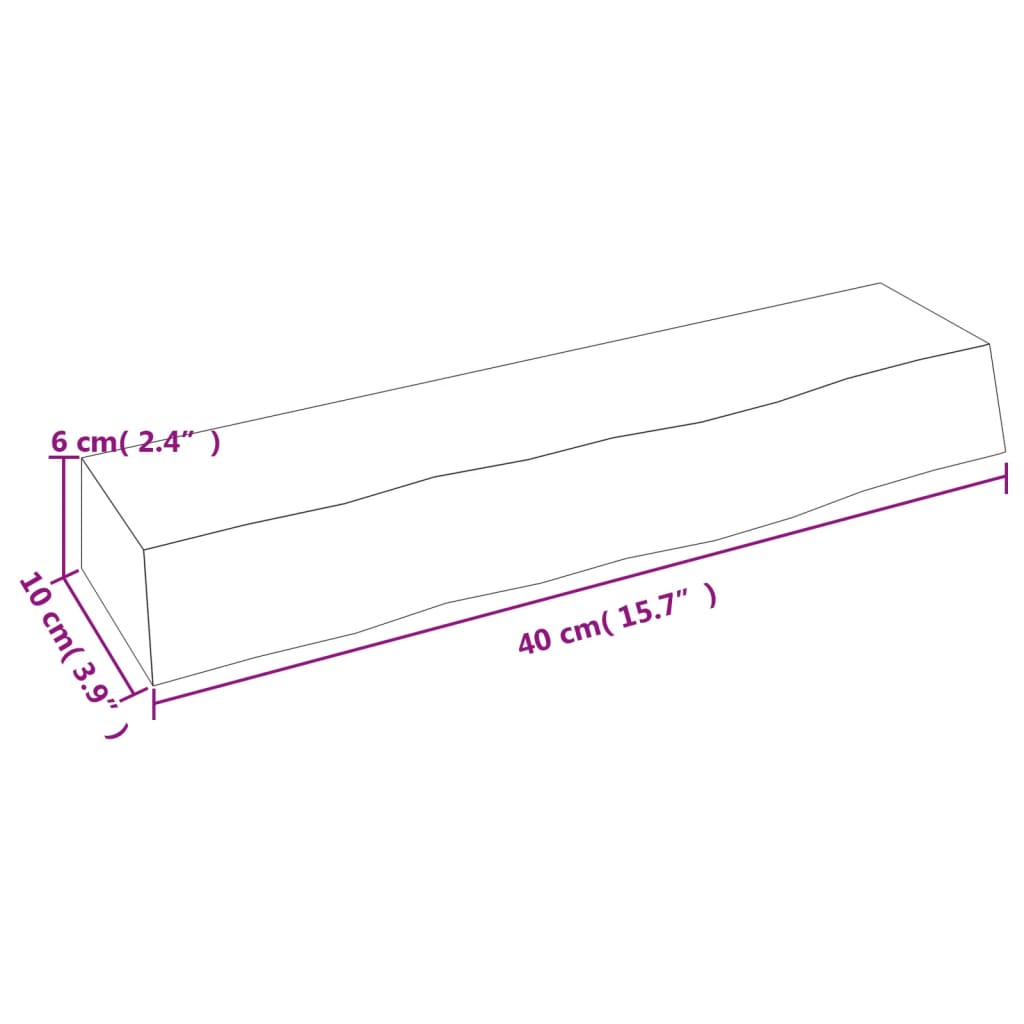 Vegghylle lysebrun 40x10x6 cm behandlet heltre eik