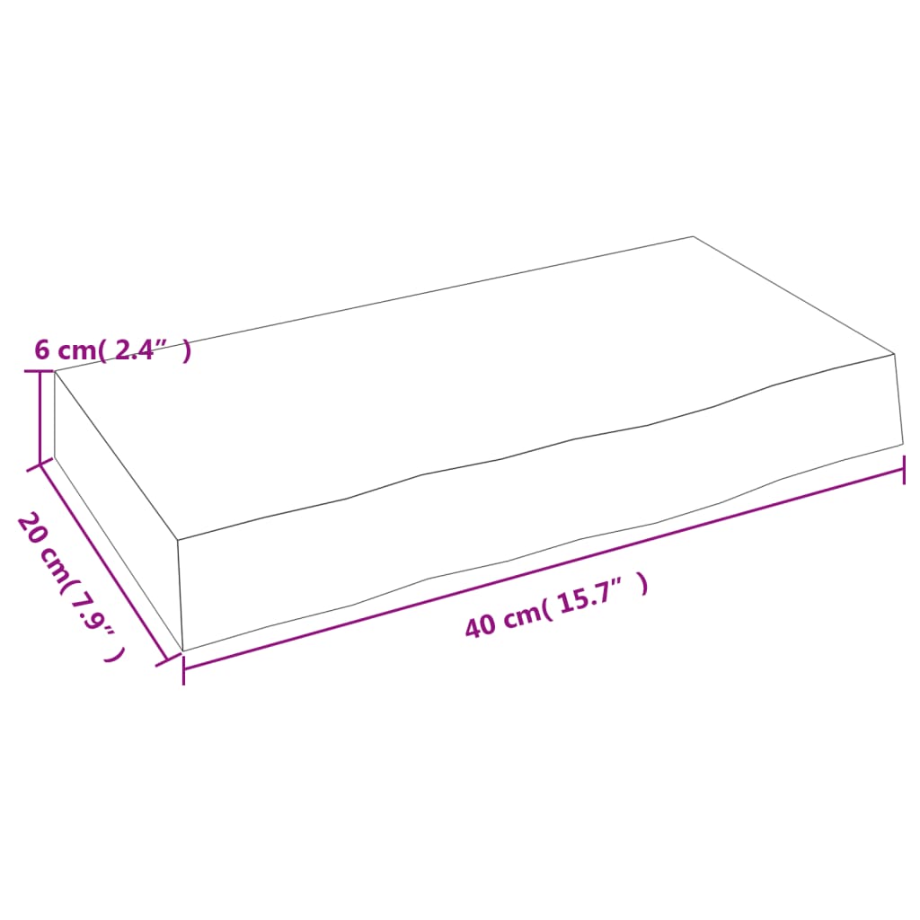 Vegghylle lysebrun 40x20x6 cm behandlet heltre eik