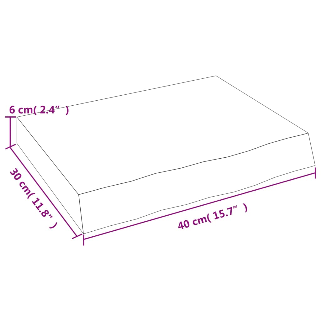 Vegghylle lysebrun 40x30x(2-6) cm behandlet heltre eik