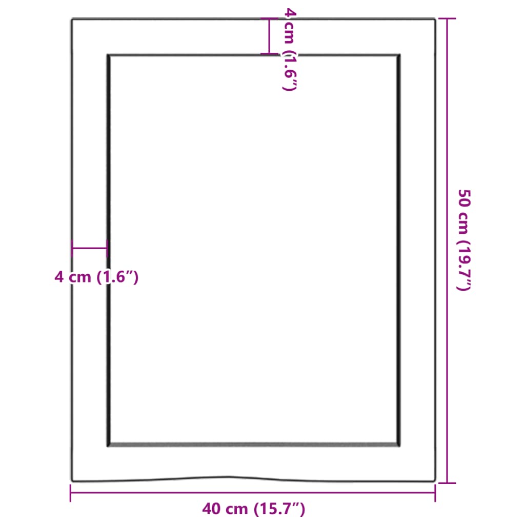 Vegghylle lysebrun 40x50x(2-4) cm behandlet heltre eik