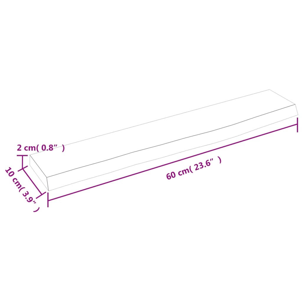 Vegghylle lysebrun 60x10x2 cm behandlet heltre eik