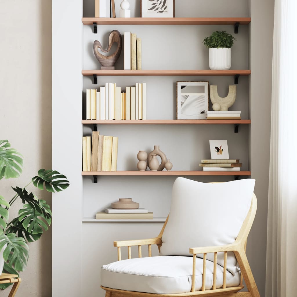 Vegghylle lysebrun 80x20x2 cm behandlet heltre eik
