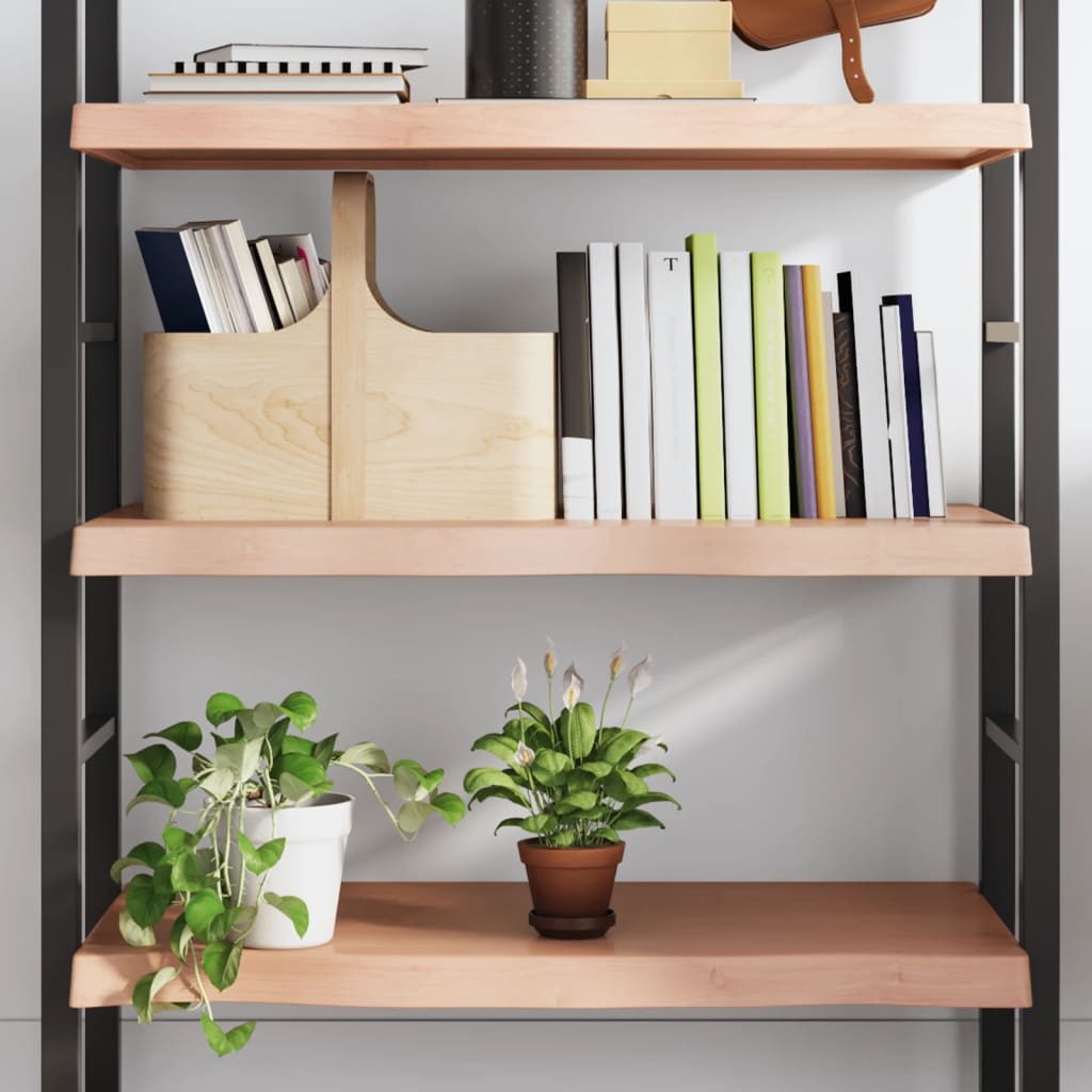 Vegghylle lysebrun 80x50x(2-6) cm behandlet heltre eik vidaXL