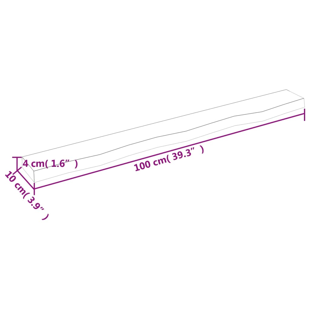 Vegghylle lysebrun 100x10x4 cm behandlet heltre eik