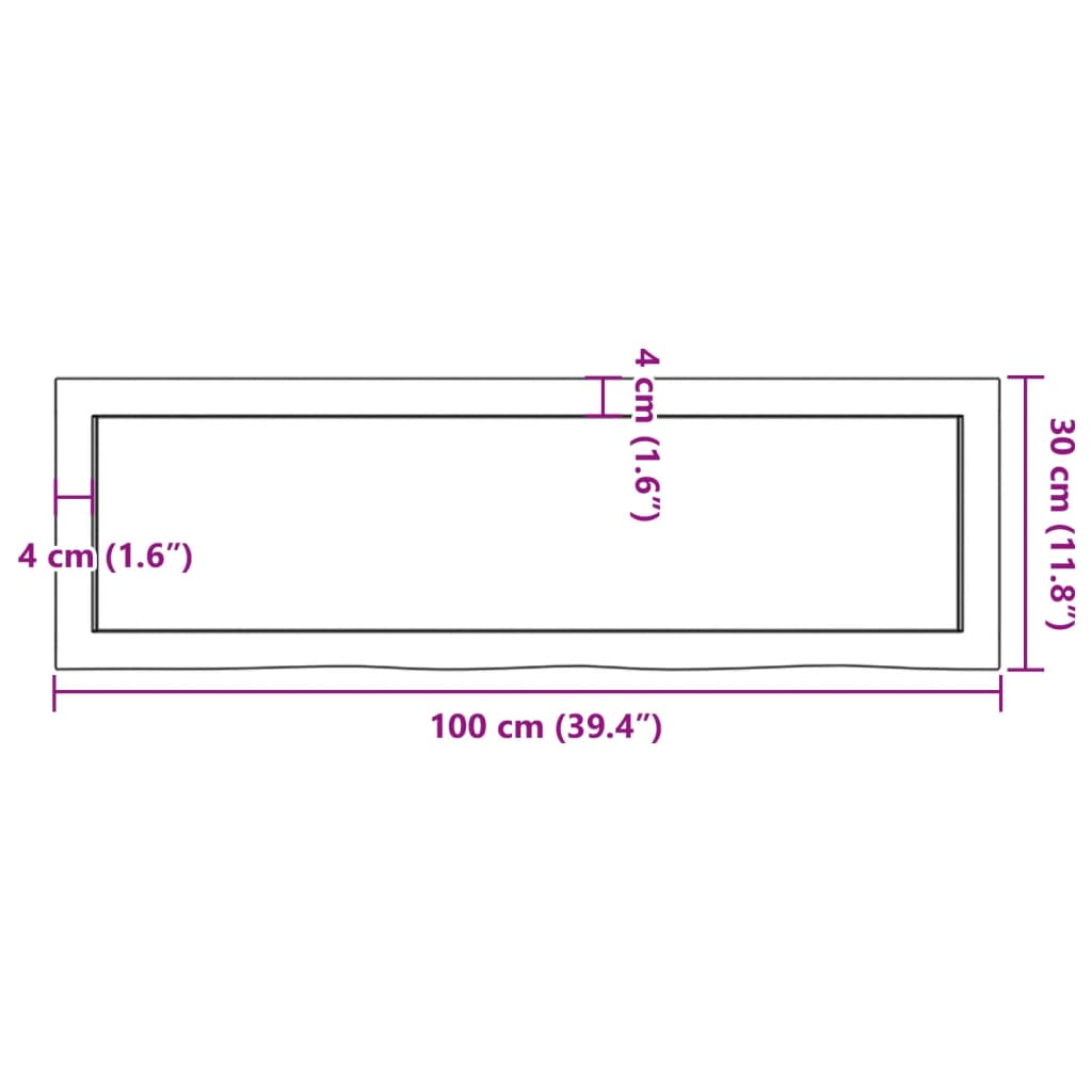 Vegghylle lysebrun 100x30x(2-4) cm behandlet heltre eik vidaXL