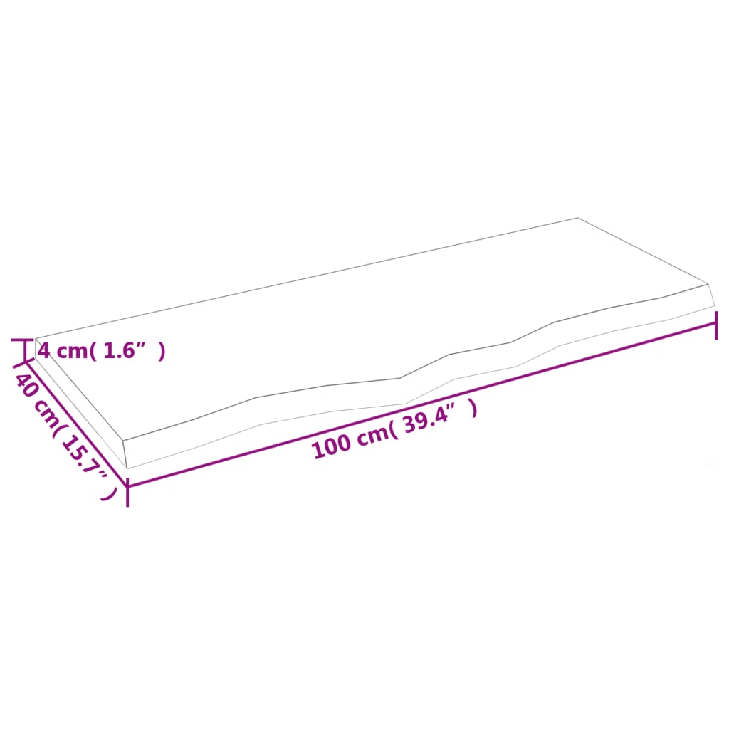 Vegghylle lysebrun 100x40x(2-4) cm behandlet heltre eik