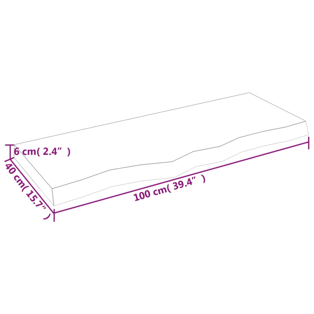 Vegghylle lysebrun 100x40x(2-6) cm behandlet heltre eik