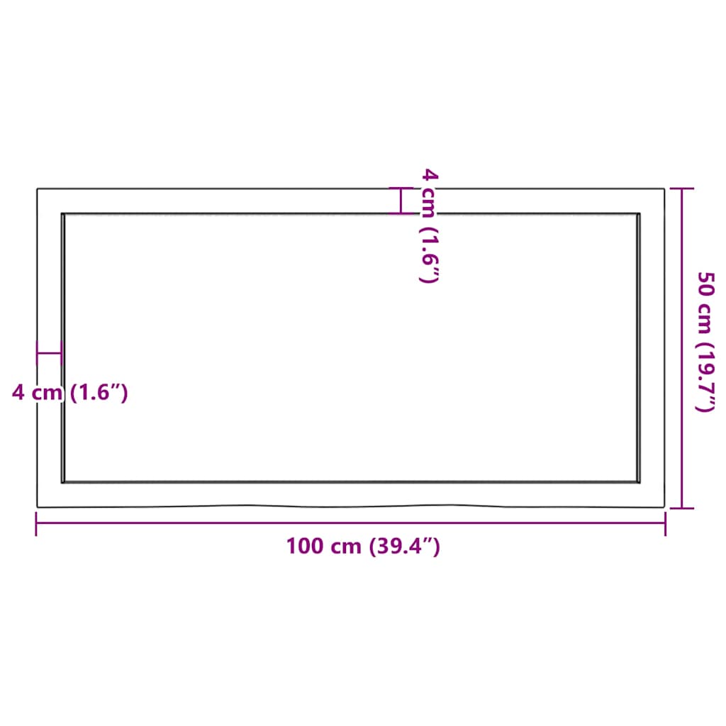 Vegghylle lysebrun 100x50x(2-4) cm behandlet heltre eik