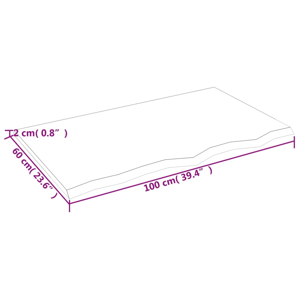 Vegghylle lysebrun 100x60x2 cm behandlet heltre eik