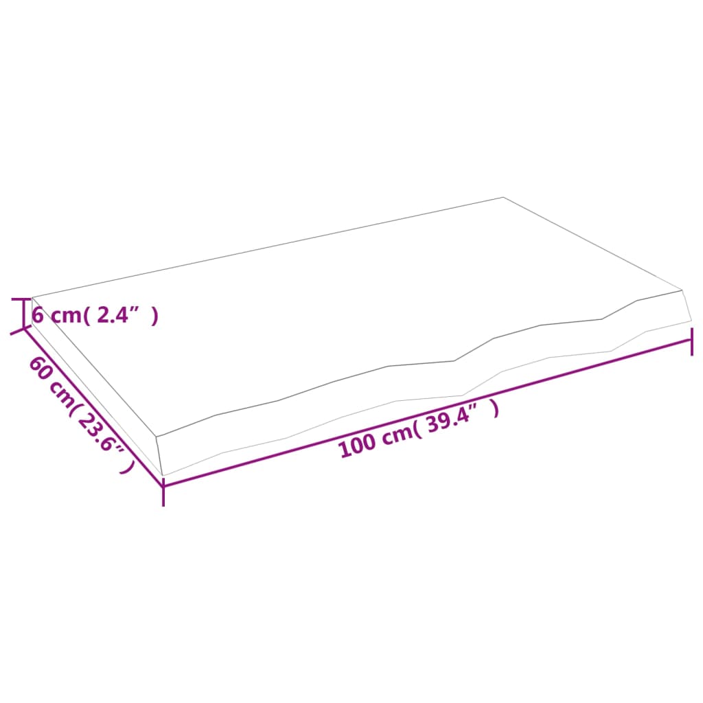 Vegghylle lysebrun 100x60x(2-6) cm behandlet heltre eik