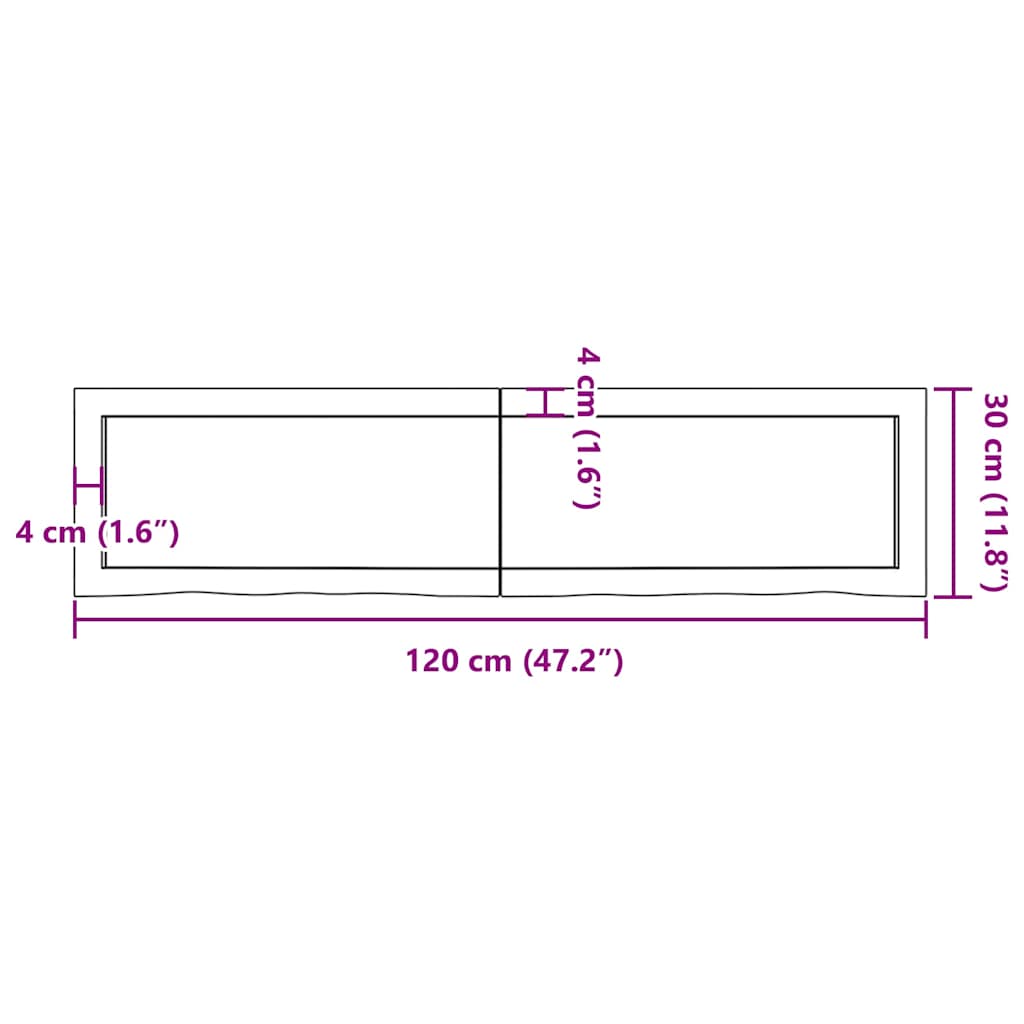 Vegghylle lysebrun 120x30x(2-4) cm behandlet heltre eik