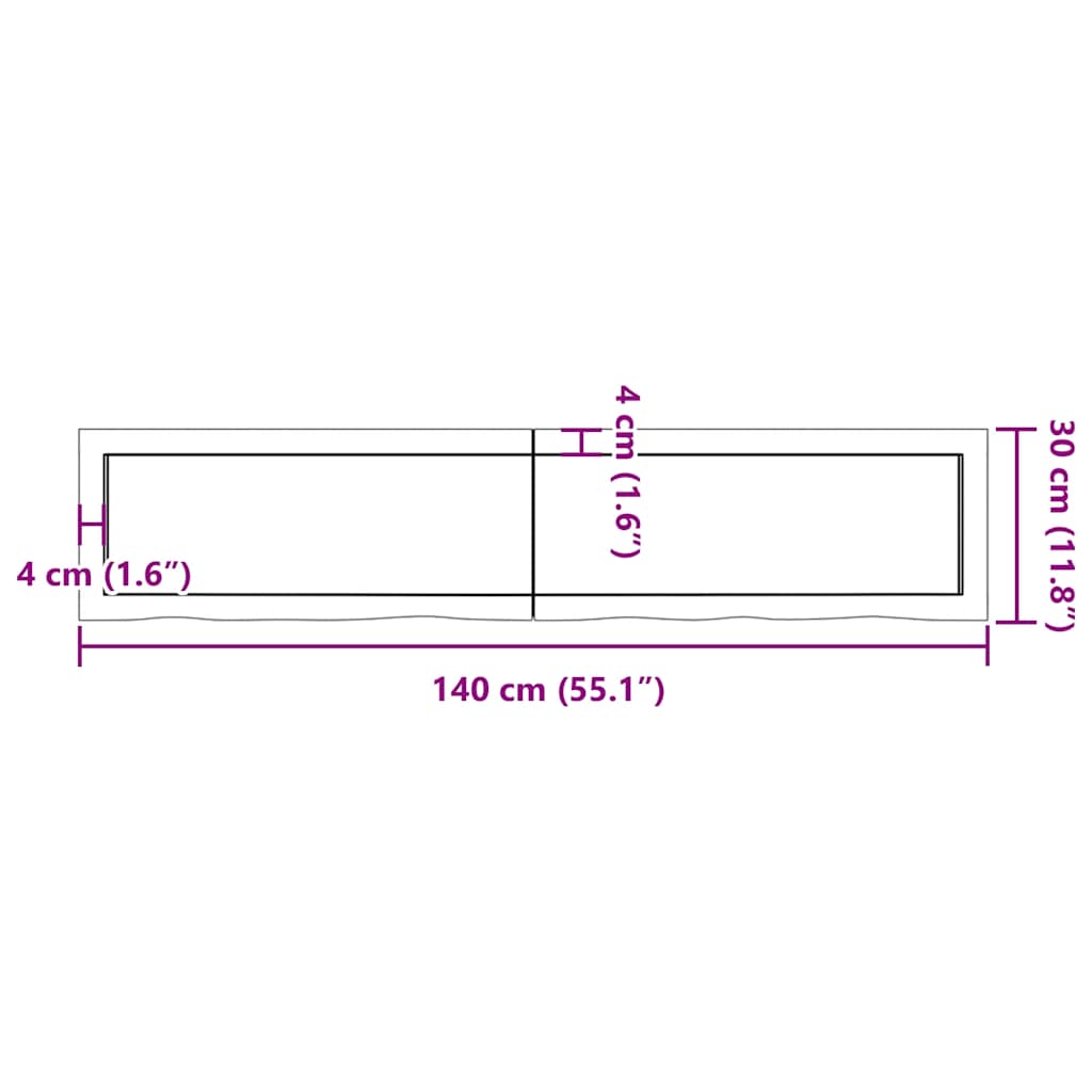 Vegghylle lysebrun 140x30x(2-4) cm behandlet heltre eik