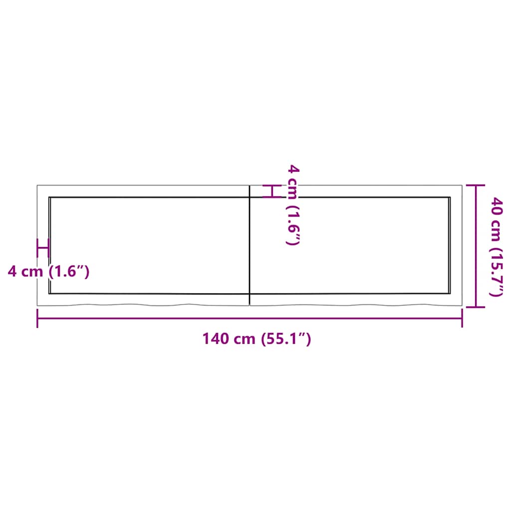 Vegghylle lysebrun 140x40x(2-4) cm behandlet heltre eik