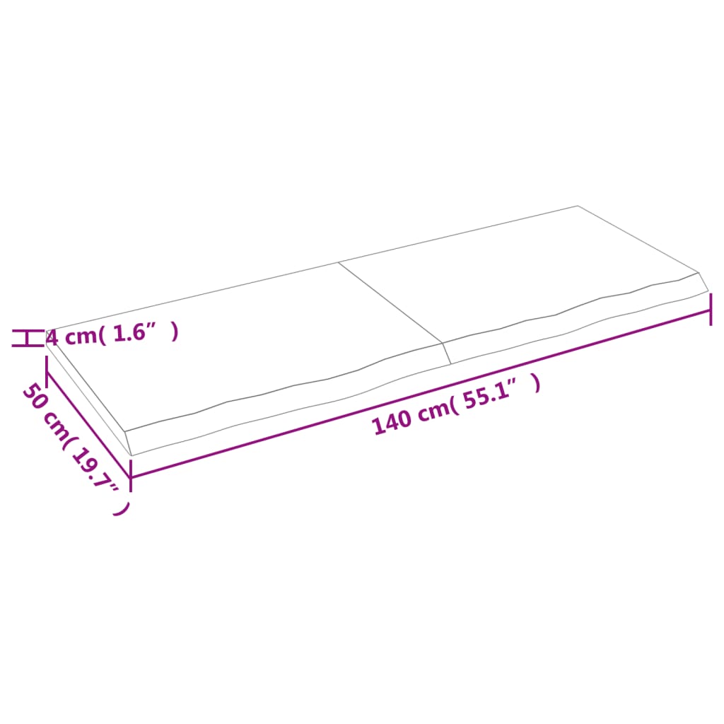 Vegghylle lysebrun 140x50x(2-4) cm behandlet heltre eik