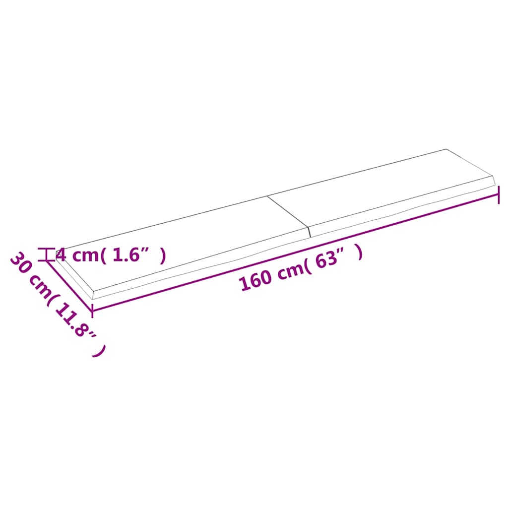 Vegghylle lysebrun 160x30x(2-4) cm behandlet heltre eik