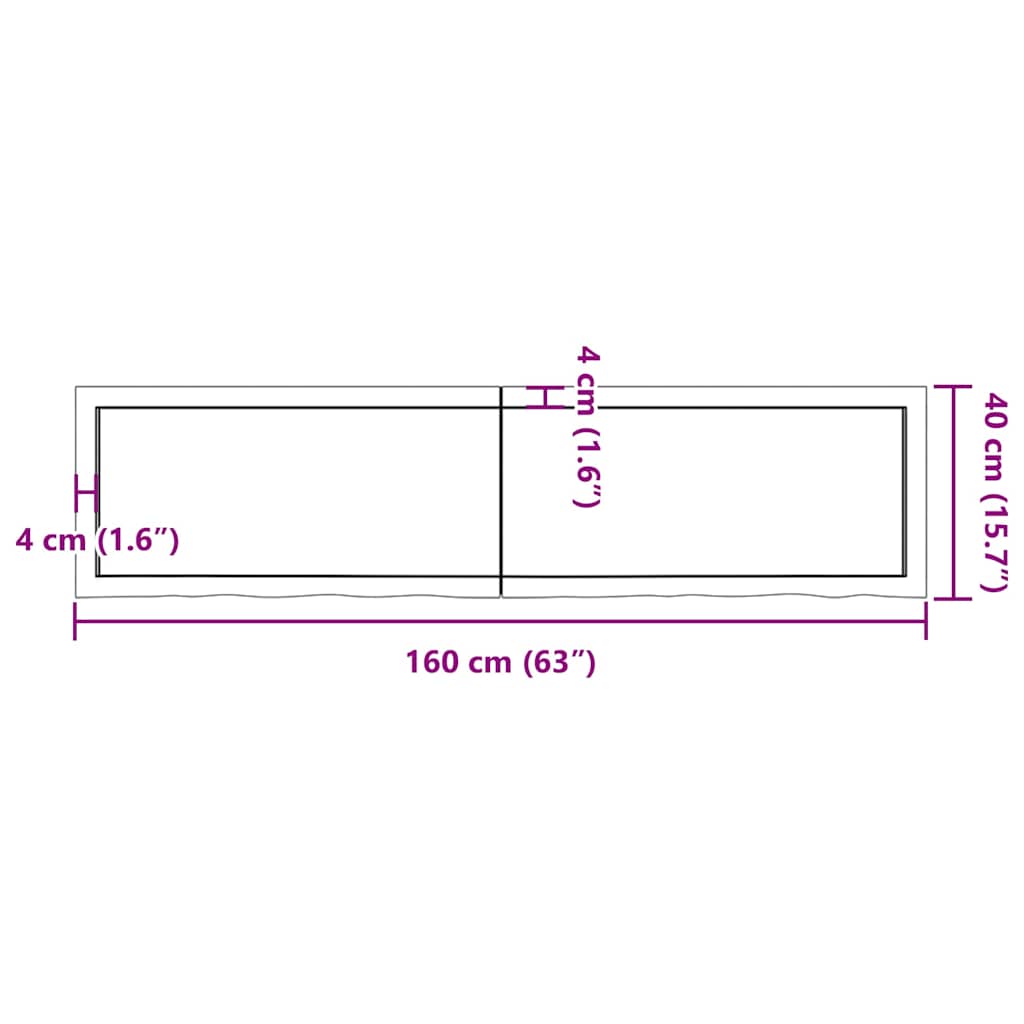 Vegghylle lysebrun 160x40x(2-4) cm behandlet heltre eik