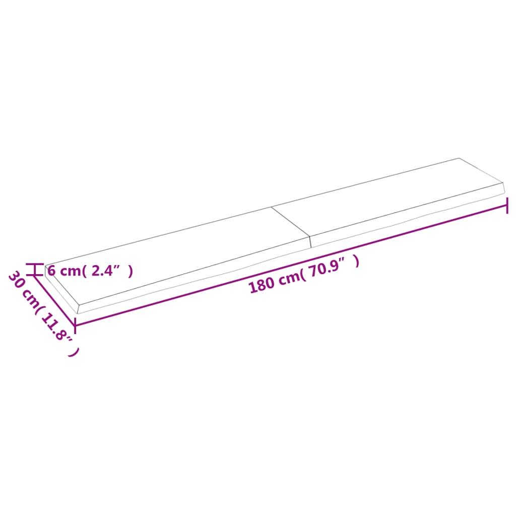 Vegghylle lysebrun 120x30x(2-6) cm behandlet heltre eik