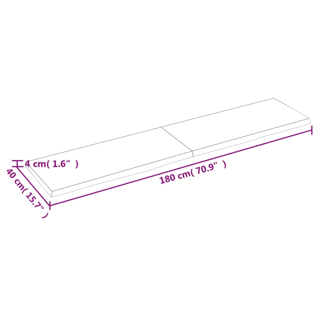 Vegghylle lysebrun 120x40x(2-4) cm behandlet heltre eik