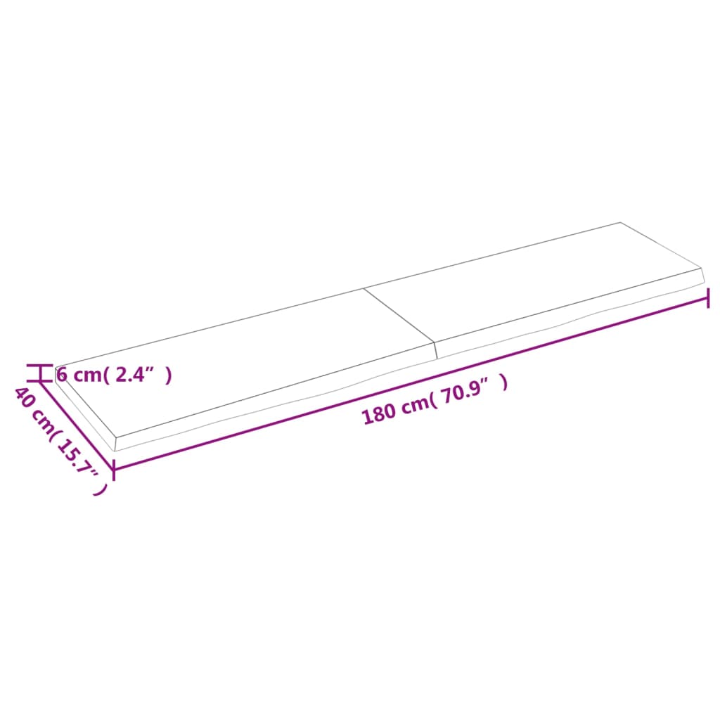 Vegghylle lysebrun 100x40x(2-6) cm behandlet heltre eik