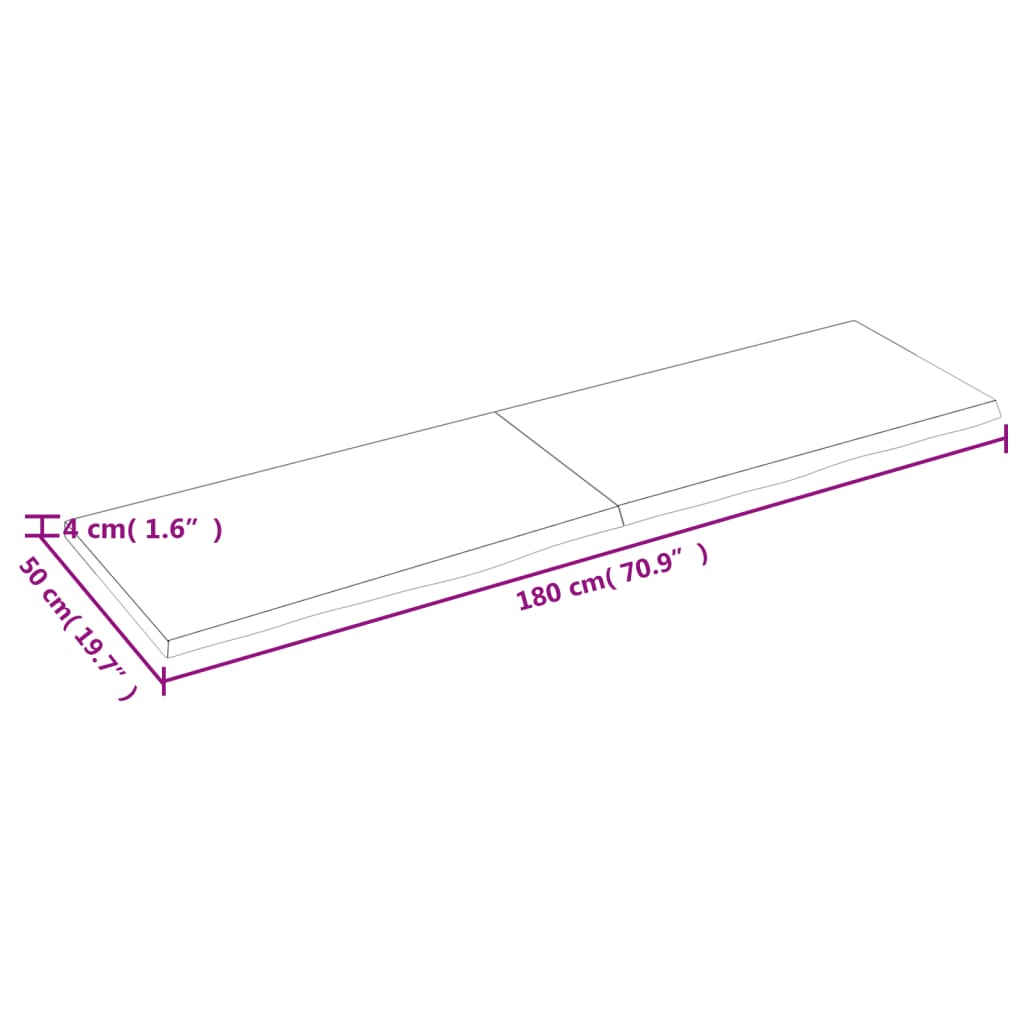 Vegghylle lysebrun 120x50x(2-4) cm behandlet heltre eik