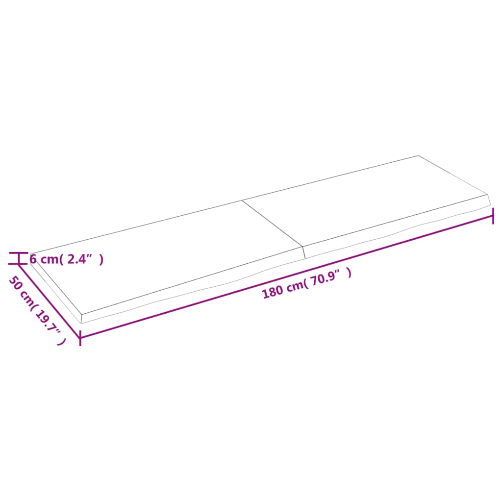 Vegghylle lysebrun 120x50x(2-6) cm behandlet heltre eik