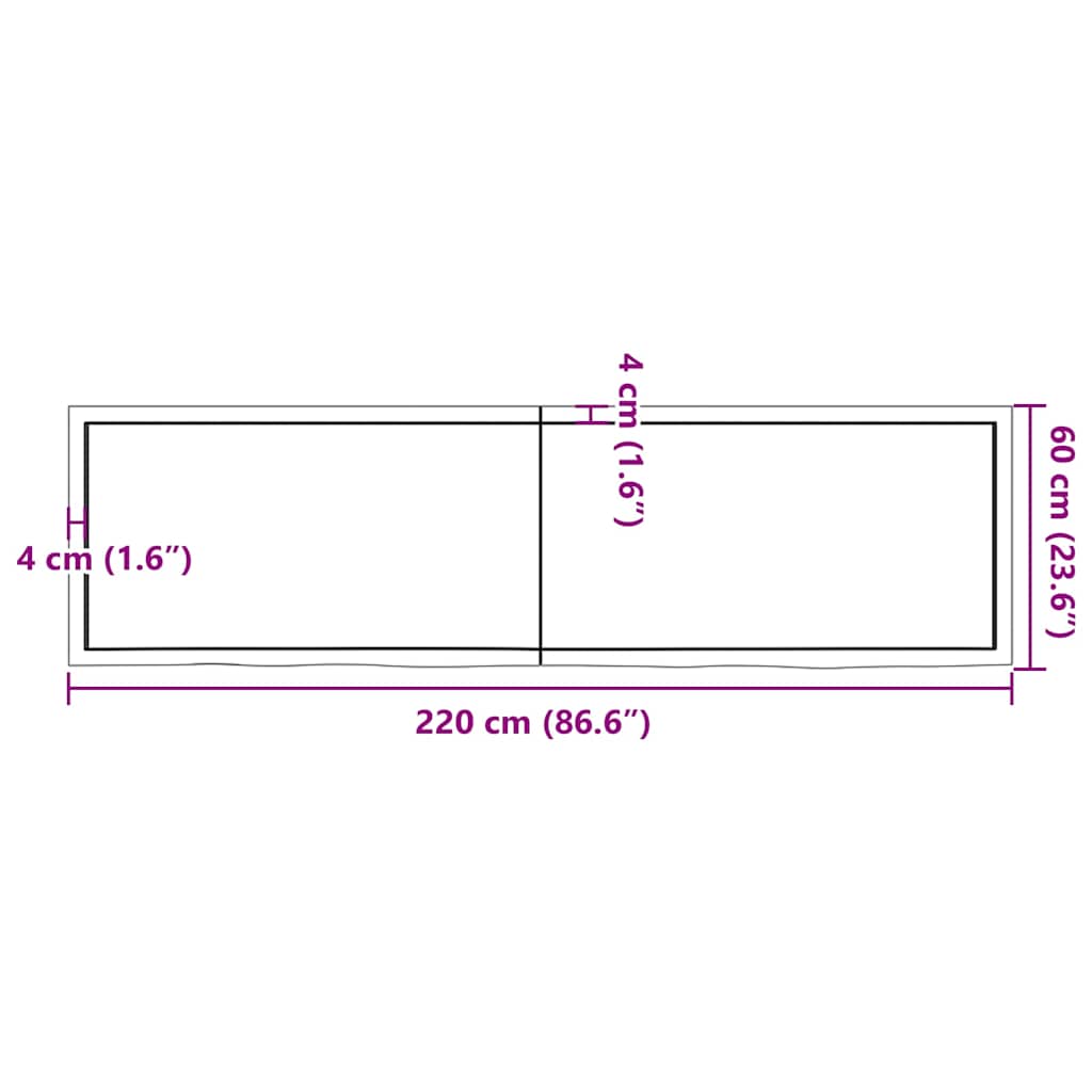 Vegghylle lysebrun 220x60x(2-4) cm behandlet heltre eik