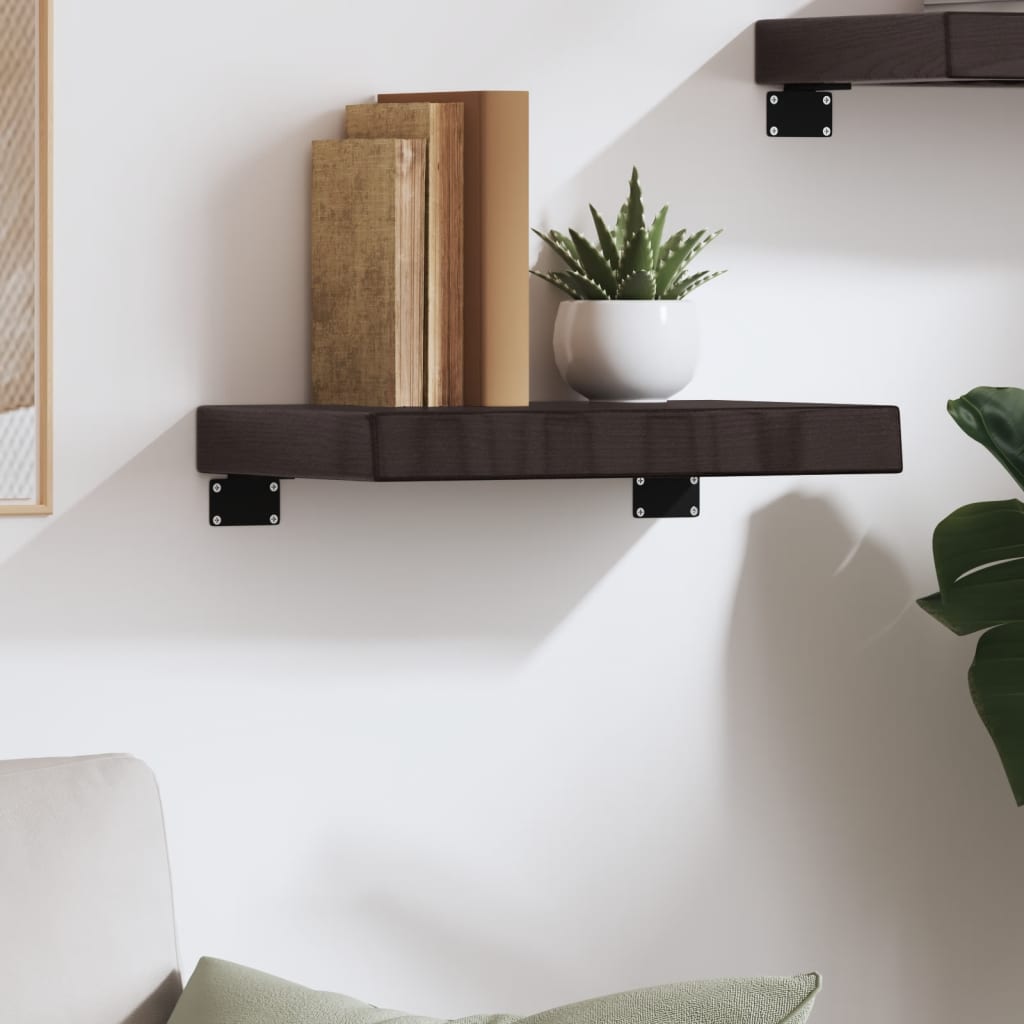 Vegghylle mørkebrun 40x30x(2-6) cm behandlet heltre eik