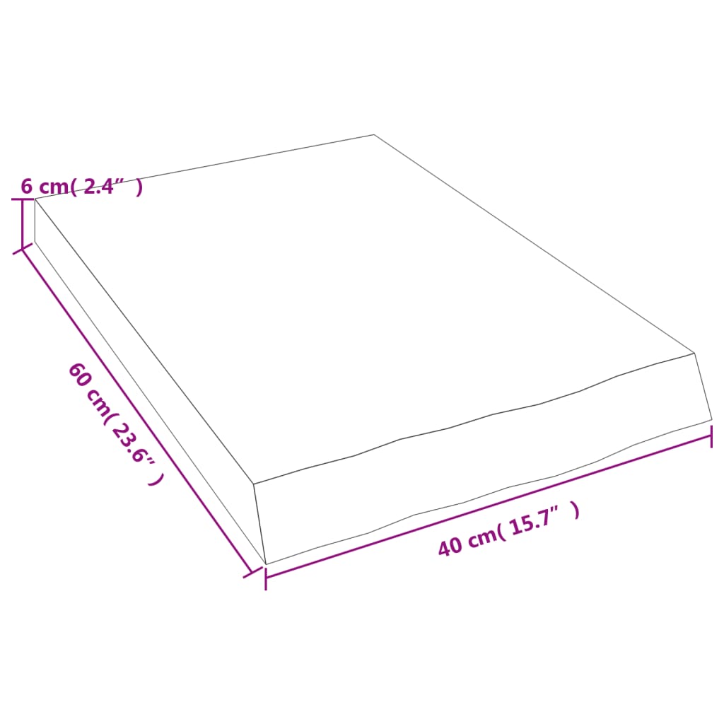 Vegghylle mørkebrun 40x60x(2-6) cm behandlet heltre eik