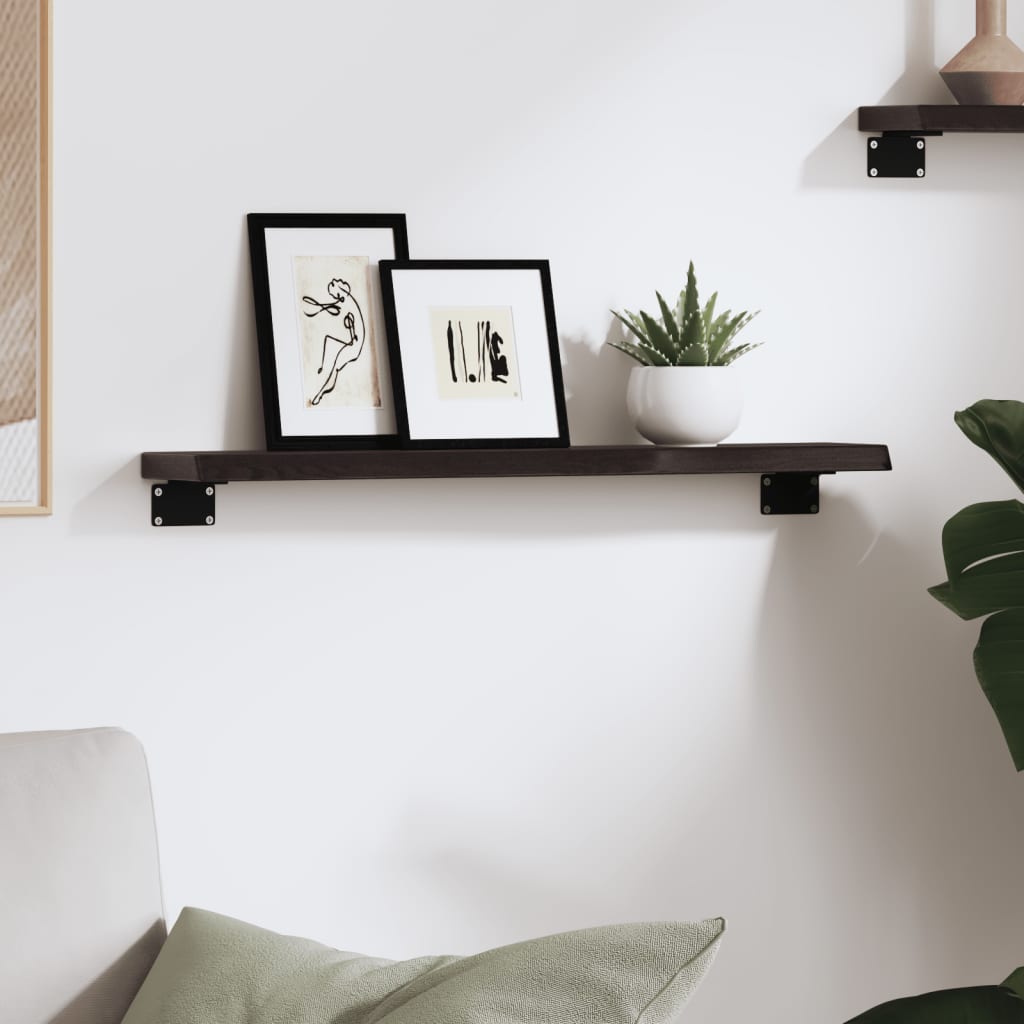 Vegghylle mørkebrun 60x10x2 cm behandlet heltre eik